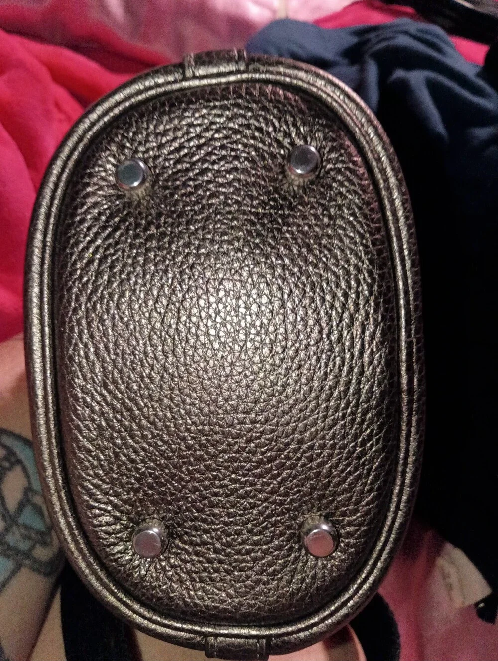 Coach Mini Metallic Pebbled Leather Mini Drawstring Bucket Bag - Bronze